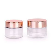 4oz Cosmetic Packaging Cylinder Glass Cream Jar with Rose Gold Lid
